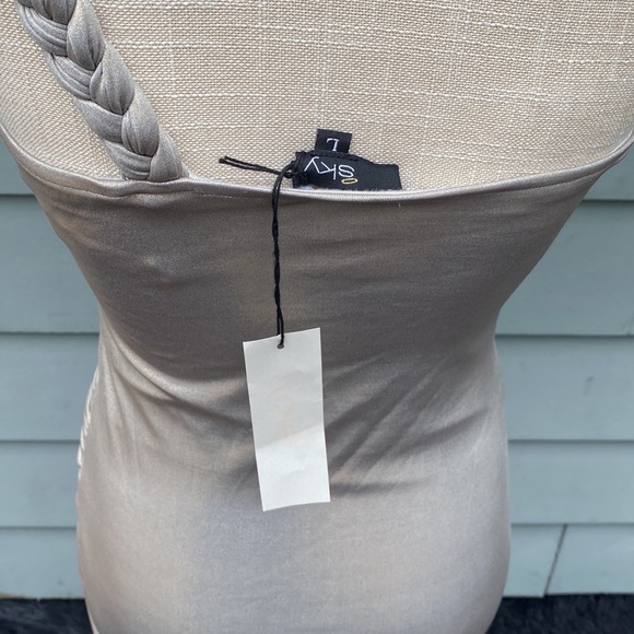 Sky gold snake embellished one shoulder body con cocktail club dress - Picture 7 of 9